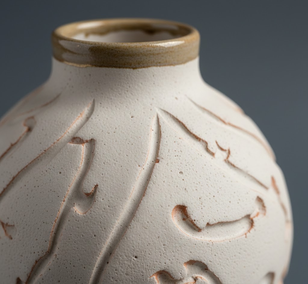 Gedetailleerde foto van handgemaakte vaas