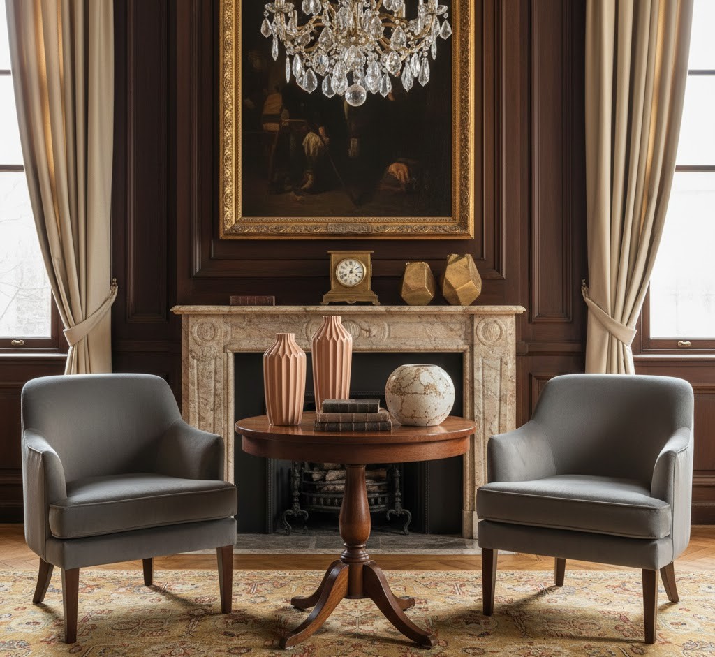 Klassiek interieur met decoratieve objecten