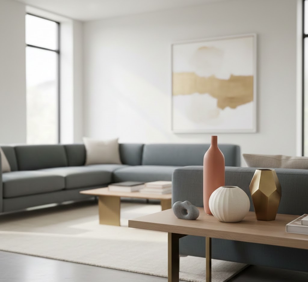 Modern interieur met elegante vazen