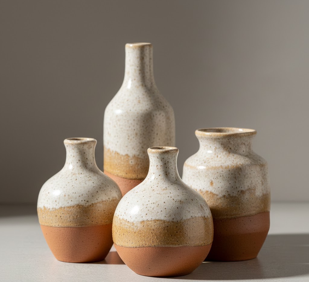 Keramische vaas in warme aardetinten