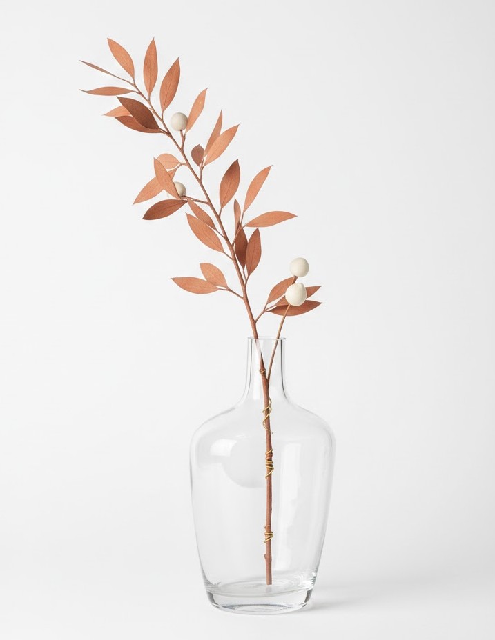Glasheldere vaas met subtiele vormen